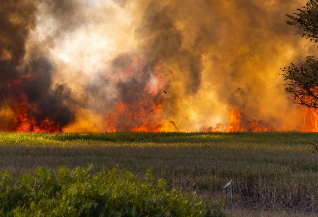 Incendie dans un champs agricole, la pierre fautive